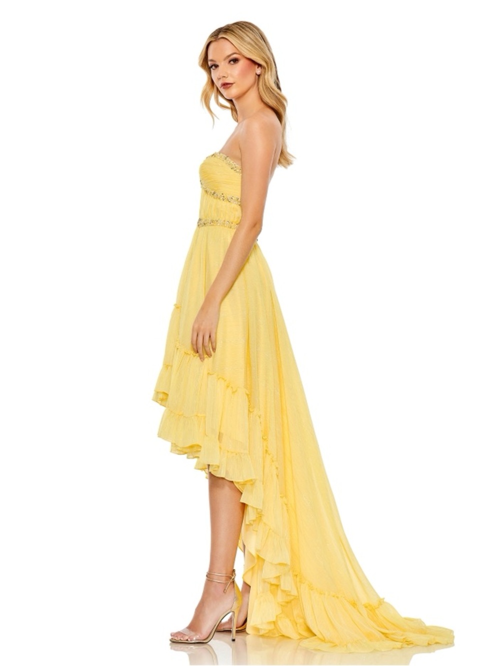 Mac Duggal Strapless Ruffle High Low Dress - Picture 2 of 4